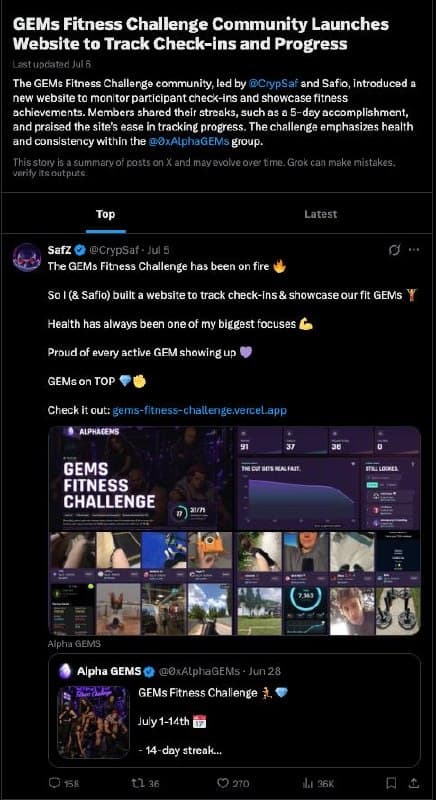 X trend covering the GEMs Fitness Challenge tracking website
